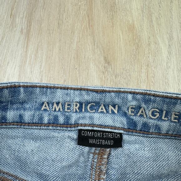 American Eagle Comfort Stretch Waistband Mom Jean Distressed Destroyed Jeans 0 - Picture 12 of 16